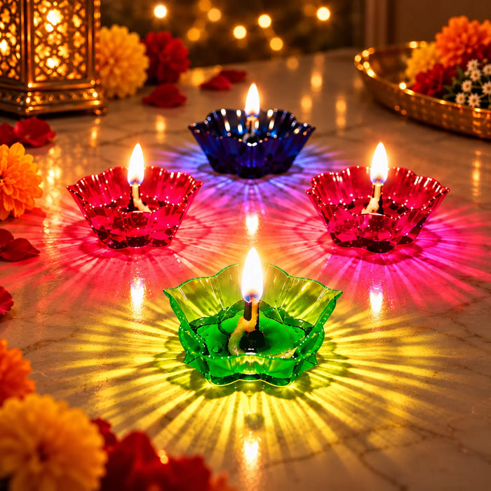 Reflection Diya Set – Colourful Diwali Diyas (Pack of 12)