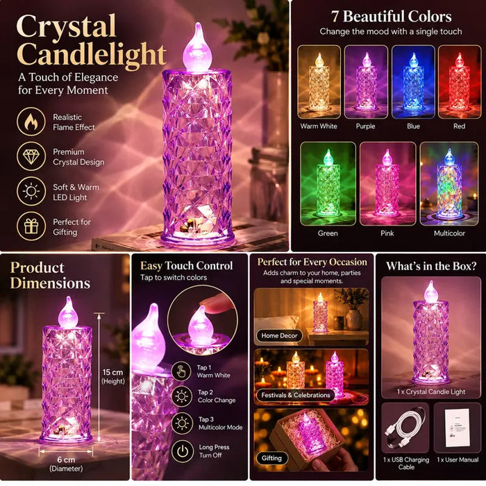 Crystal Candlelight – Multicolour Decorative Diwali Candle
