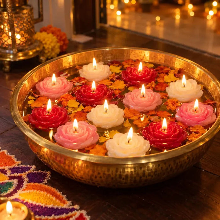 Rose Floating Candles – Pack of 12