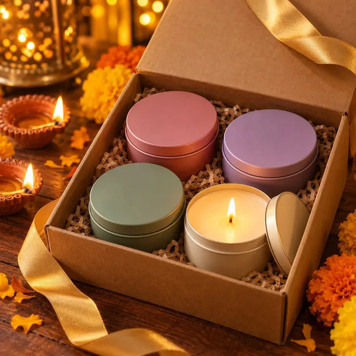 Scented Candle Gift Box – Set of 4 Tin Candles