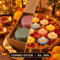 Gift Glow Combo – Scented Candle Gift Box + Daisy Floating Candles (Pack of 12)